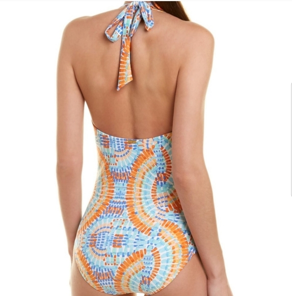 Helen Jon Acapulco Keyhole One-Piece swimsuit NWT colorful mosaic print L - Picture 1 of 17